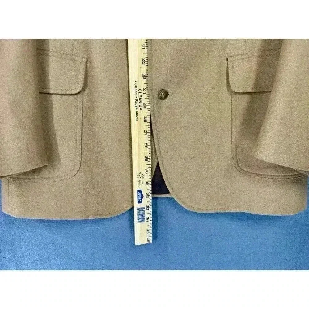 Pendleton Wool Blazer Jacket Size 44 Long Sportcoat Khaki Tan Gold 2 Button EUC